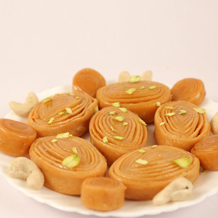 Sugar free madatha kaja sweet with crispy layers and light sweetness in traditional south Indian style.
