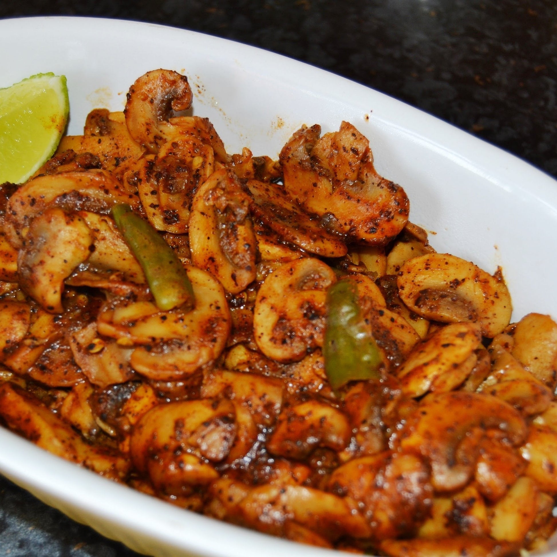 Spicy mushroom pickle made with fresh mushrooms and Andhra spices
